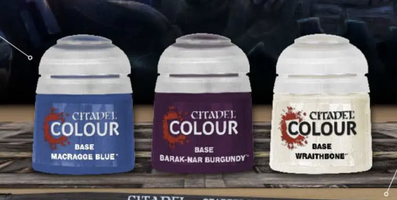 Numéro 4 - maccrage blue + ushabti bone + Barak-Nar Burgundy + Citadel Starter Brush